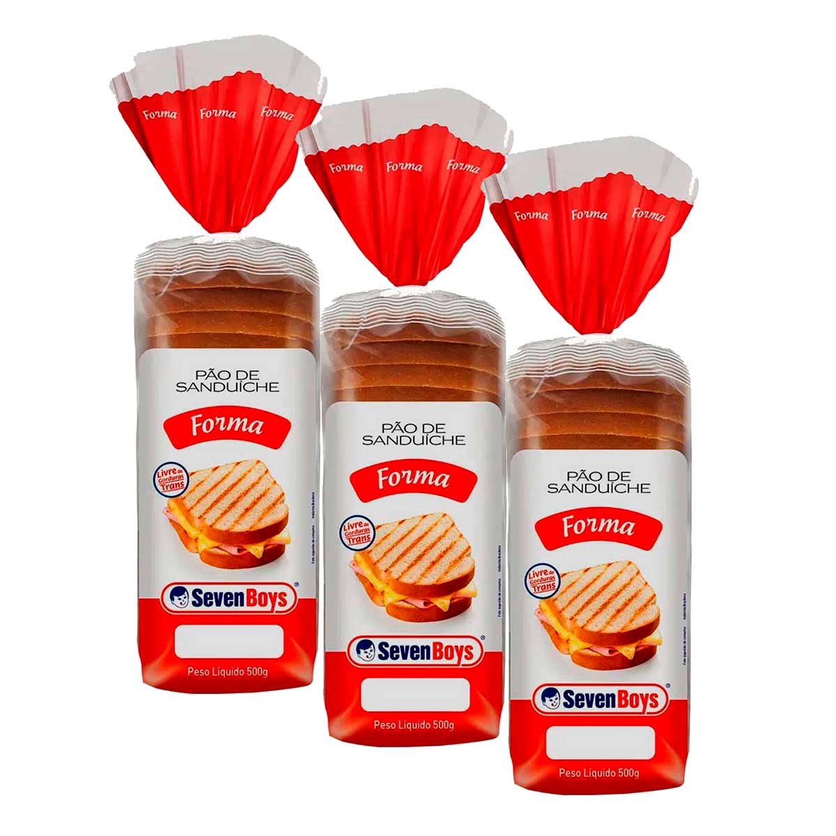 Kit Pão de Forma Seven Boys 450g 3 Unidades