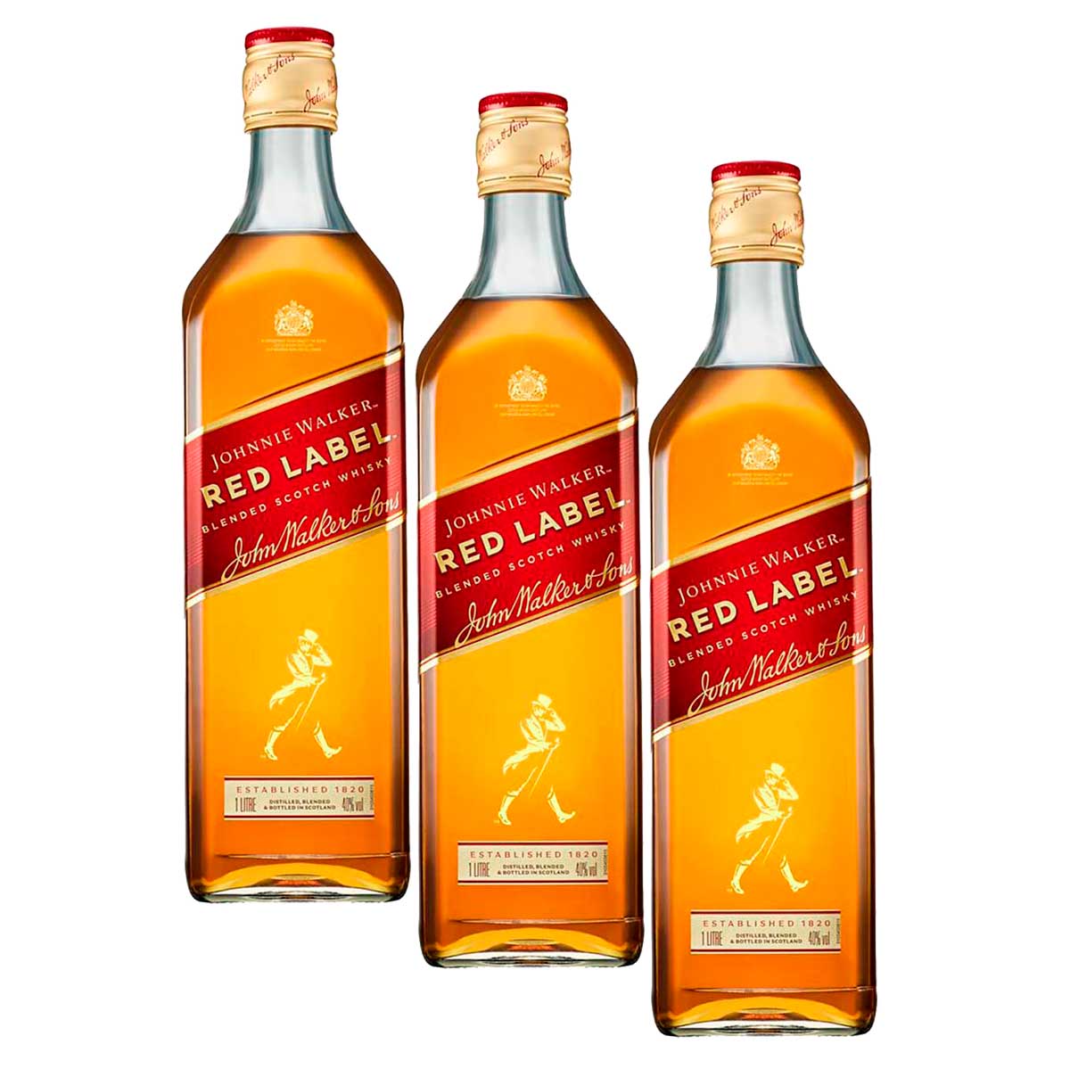 Whisky Johnnie Walker Red Label 1L 3 Unidades