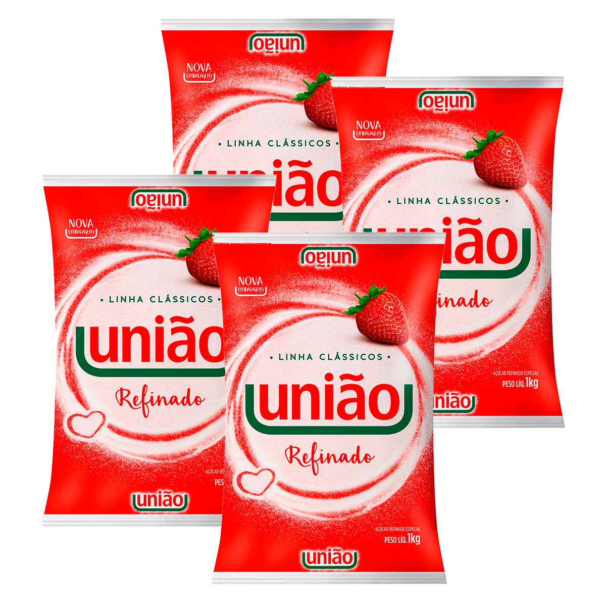 Kit Açúcar Refinado União 1Kg 4 Unidades