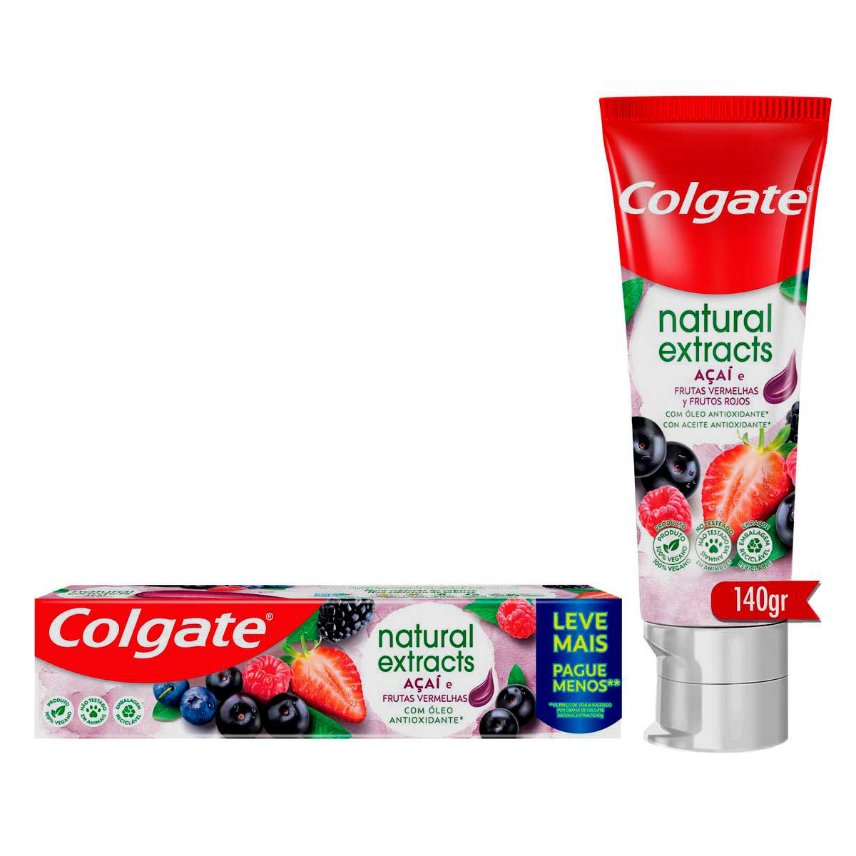 Creme Dental Colgate Natural Extracts Açaí e Frutas Vermelhas 140g