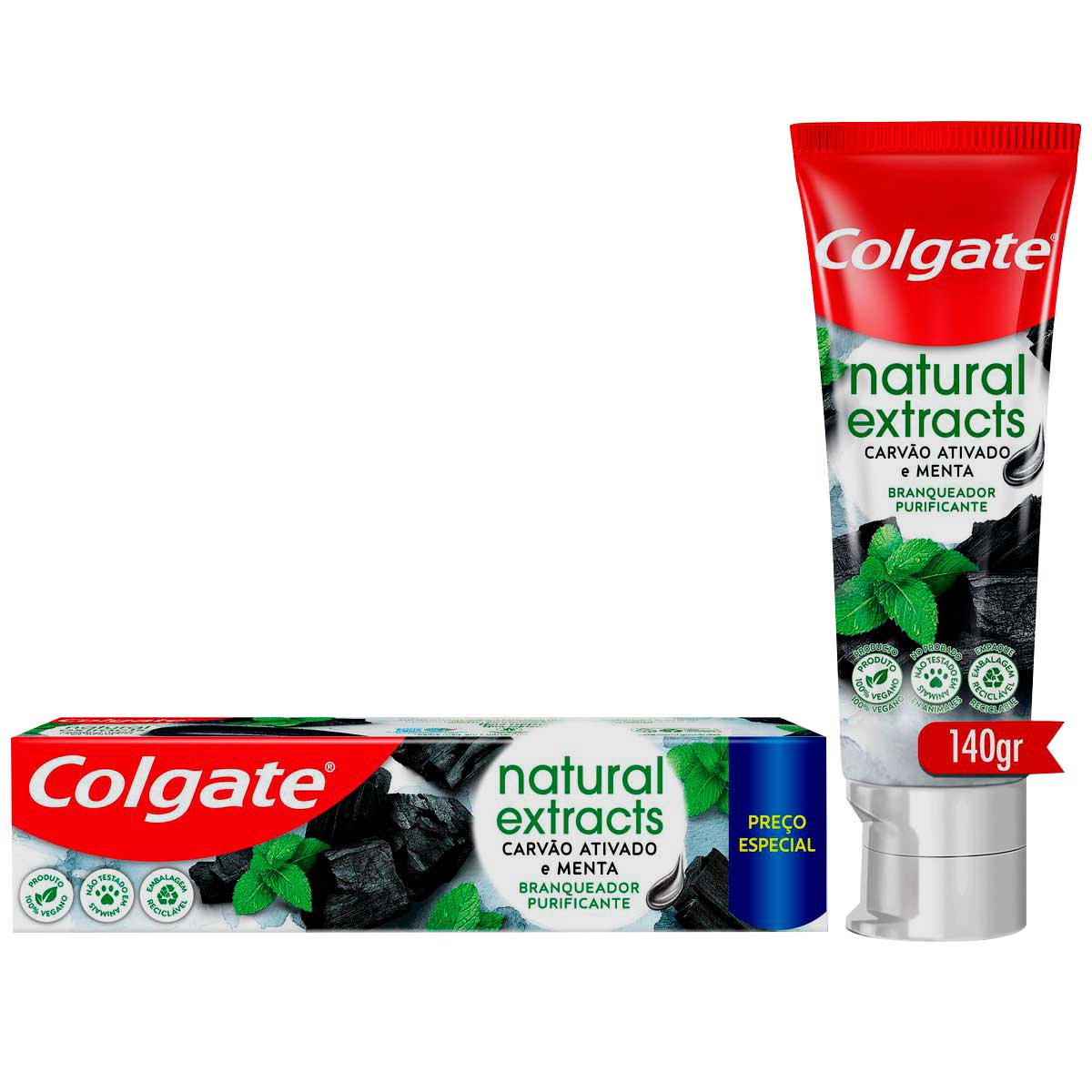 Creme Dental Colgate Natural Extracts Carvão Ativado e Menta 140g