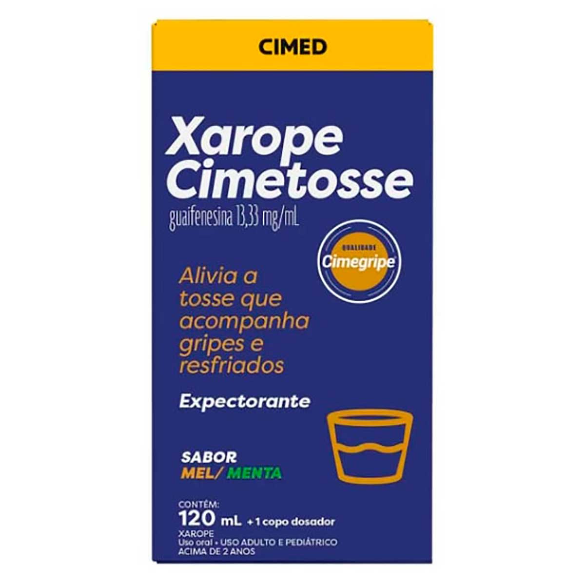 Cimetosse Guaifenesina 13,33mg/ml Xarope 120ml Sabor Mel e Menta