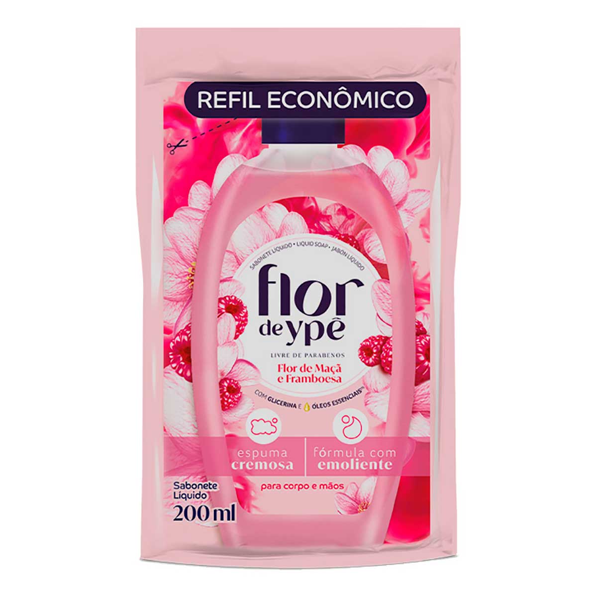 Sabonete Líquido Flor de Maçã e Framboesa Flor de Ypê 200ml Refil Econômico