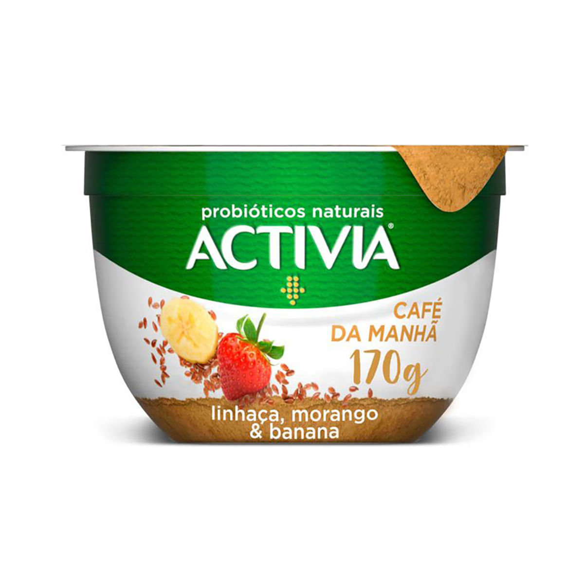 Leite Fermentado Integral Sabor Linhaça, Morango & Banana Activia Café da Manhã 170g