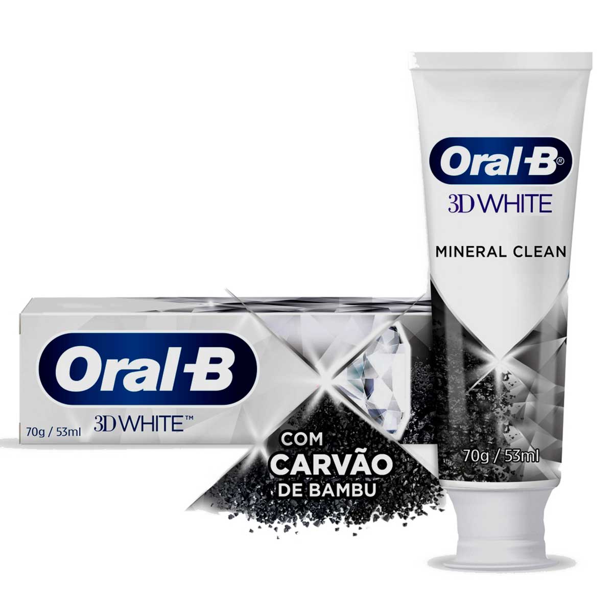 Creme Dental Oral-B 3D White Mineral Clean Com Carvão 70g