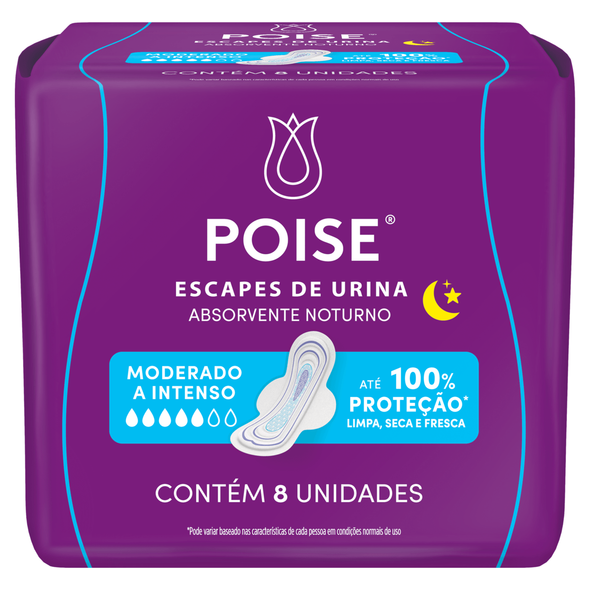 Absorvente com Abas para Escapes de Urina Poise Noturno 8 Unidades