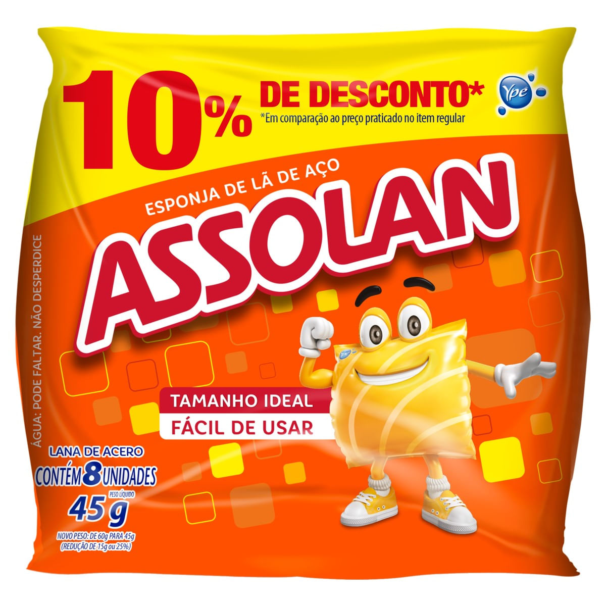 Esponja de Lã de Aço Assolan Ypê Pacote 45g