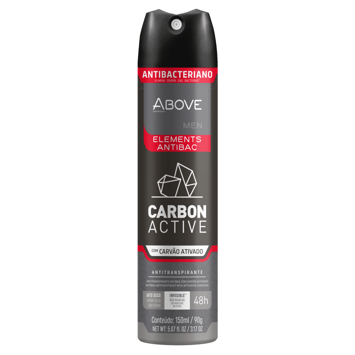 Desodorante Antitranspirante Masculino Carbon Ative Elements Antibac Above Aerossol 150ml