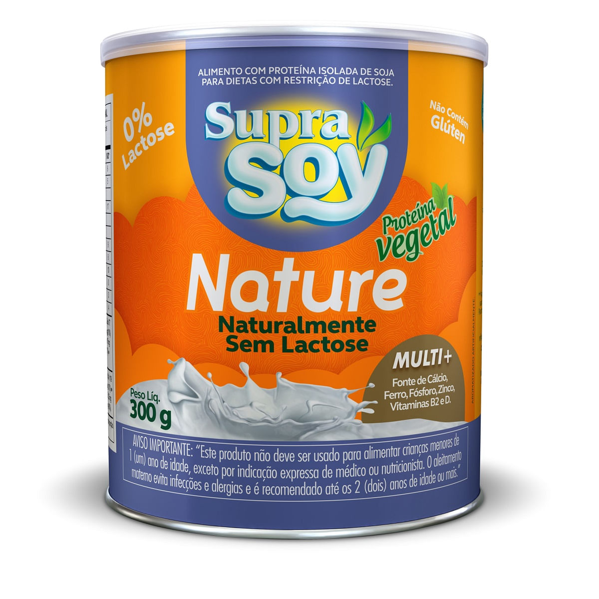 Leite em Pó Zero Lactose Nature Supra Soy Lata 300 g