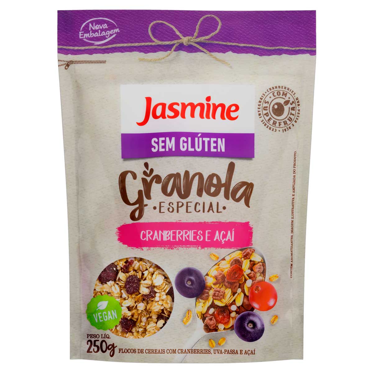 Granola Vegana com Cranberry e Açaí Jasmine 250g