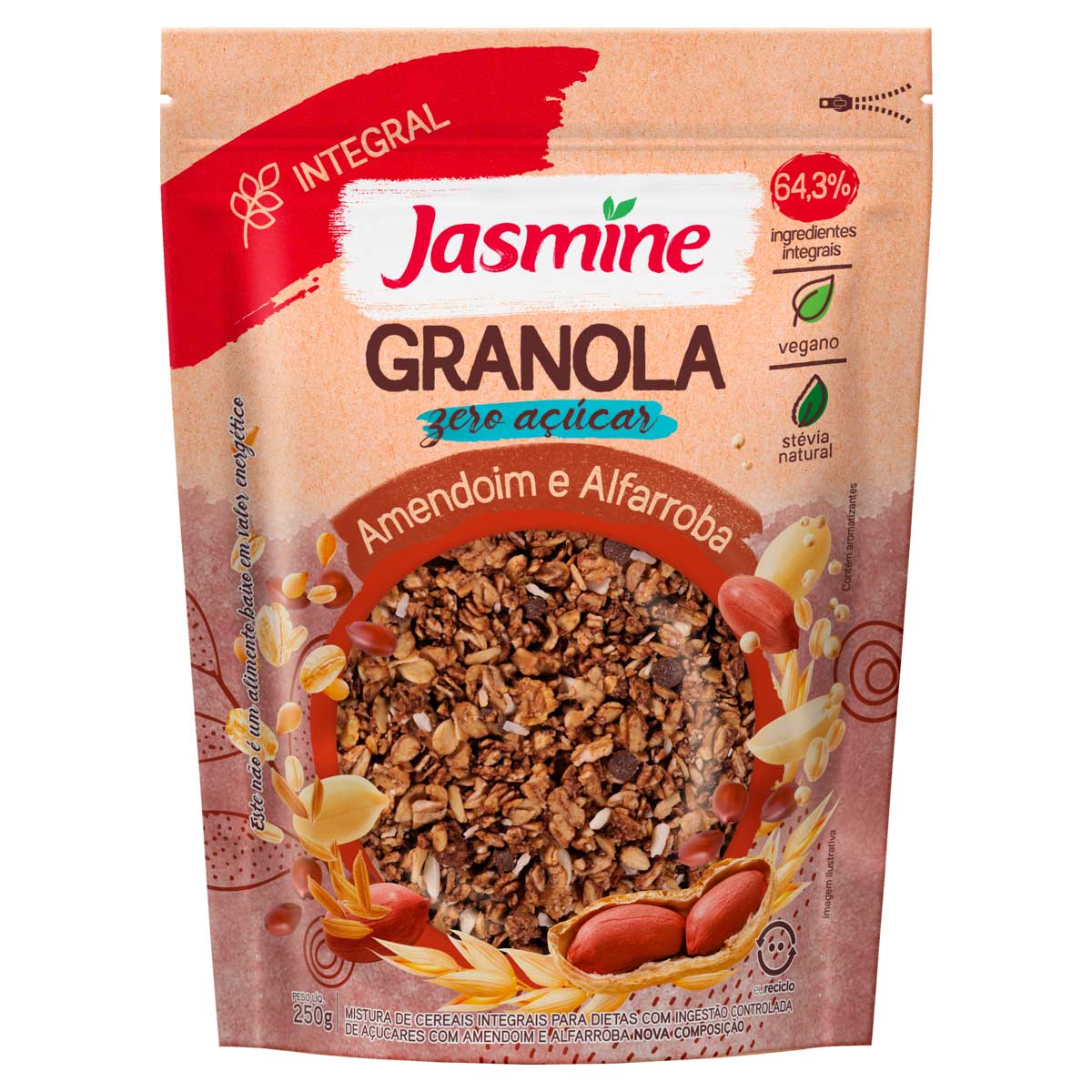 Granola Vegana com Amendoim e Alfarroba Jasmine 250g