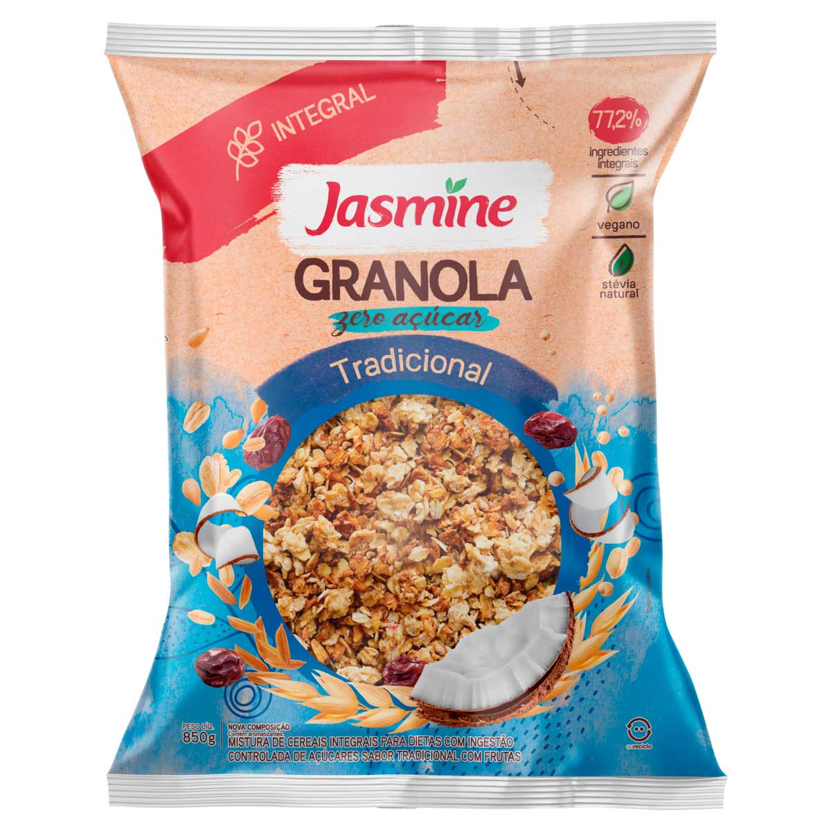 Granola Tradicional Zero Açúcar Jasmine Especial 850g