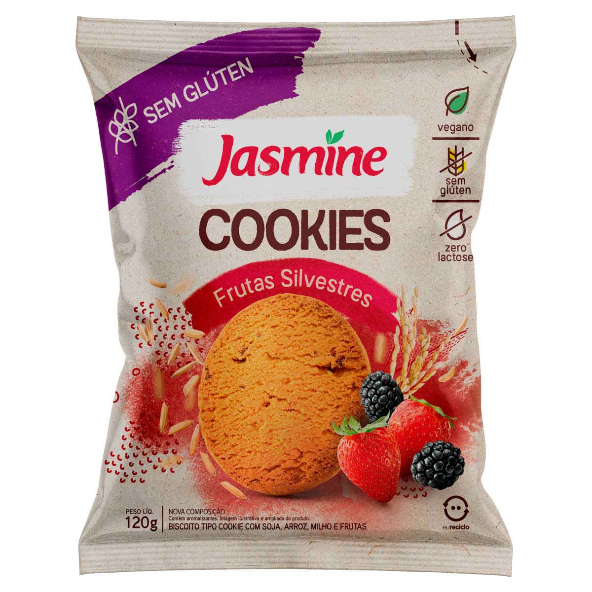 Cookie Integral Frutas Silvestres Jasmine Sem Glúten 150g