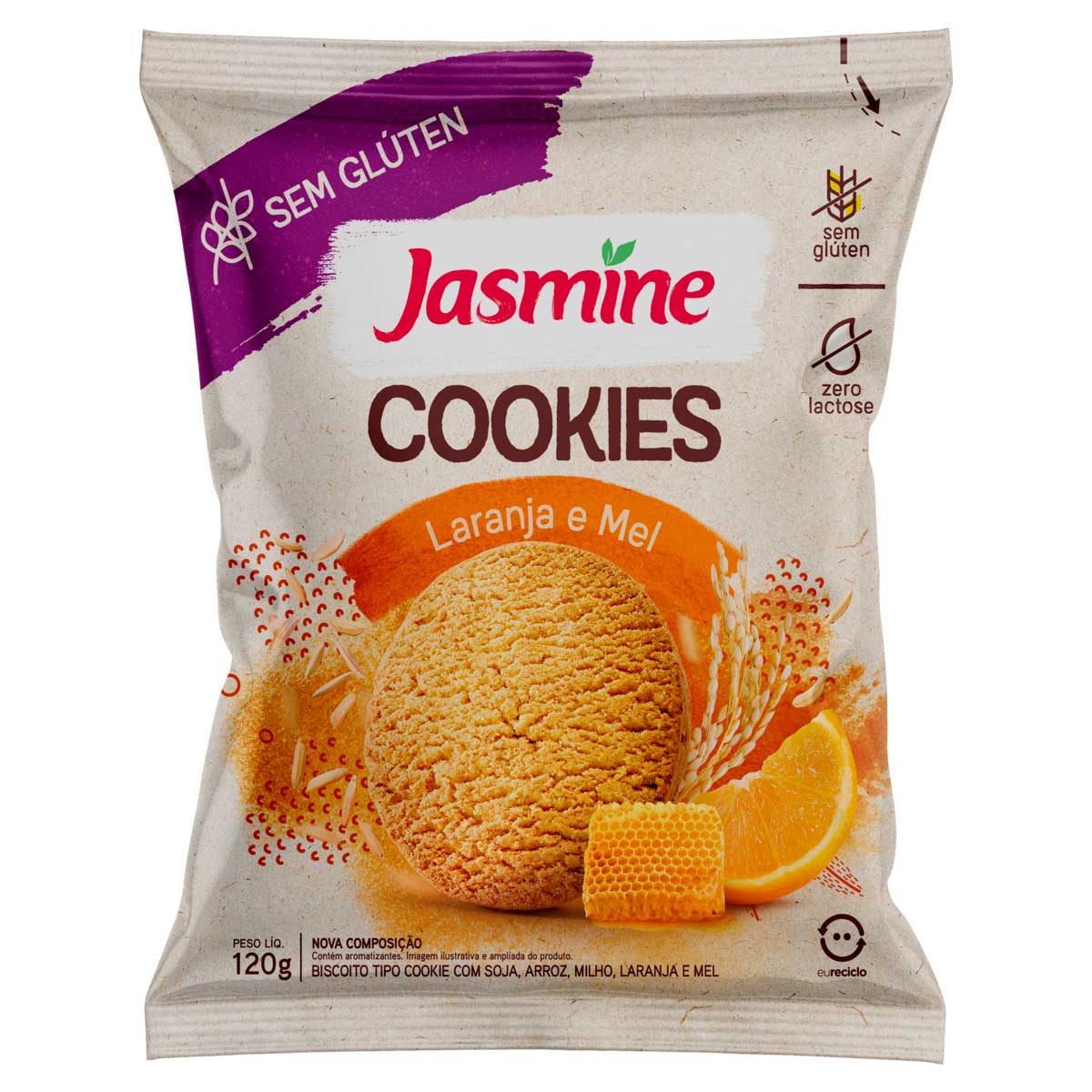 Cookie Integral de Laranja e Mel Jasmine sem Glúten 150g