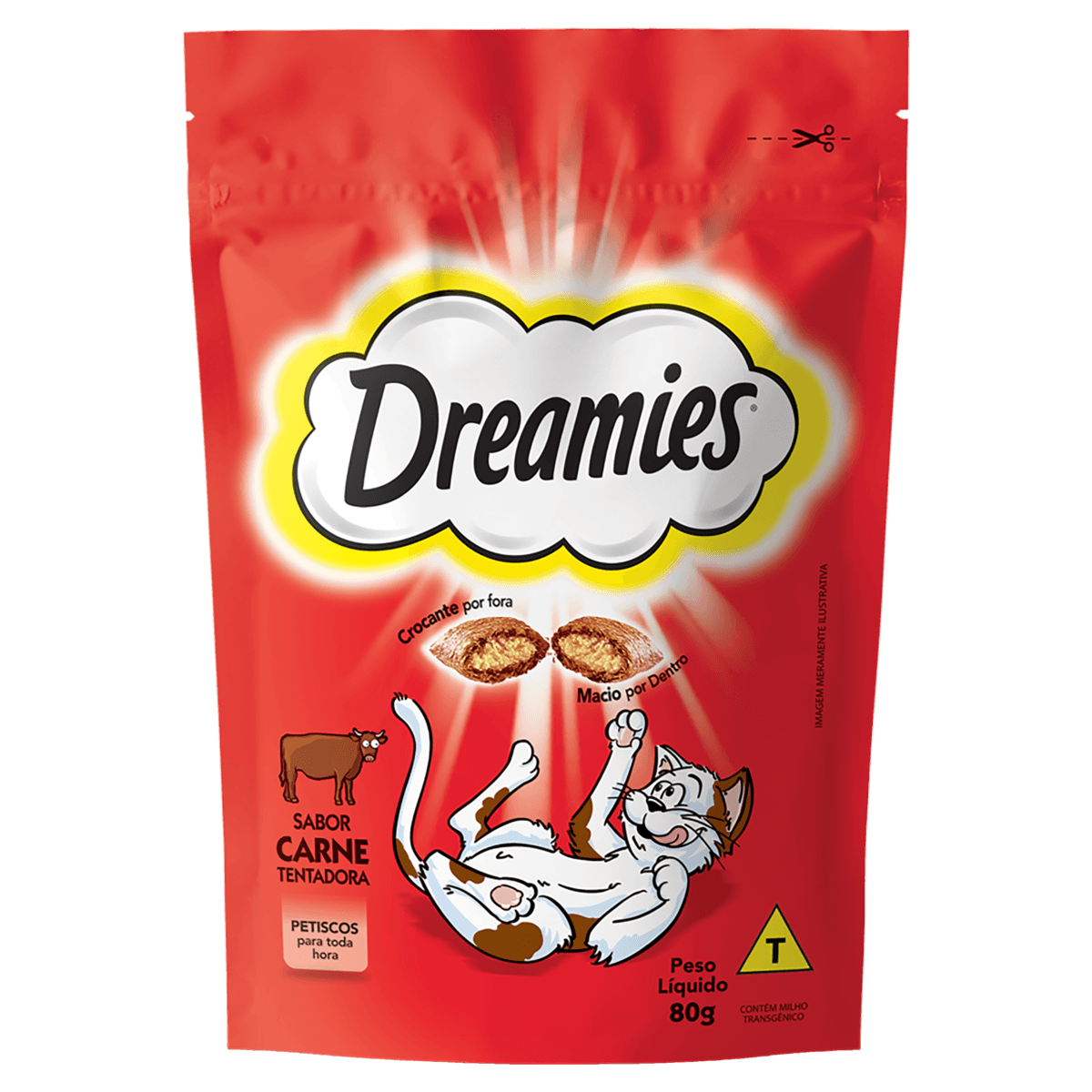 Petisco para Gatos Adultos Dreamies Tentadora Sabor Carne 80g