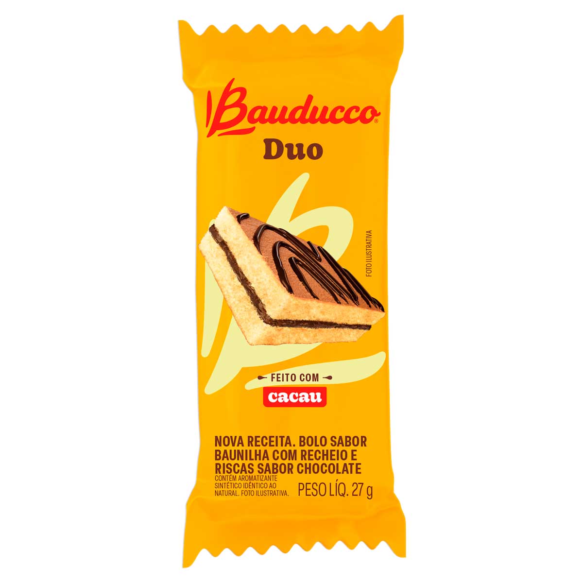 Bolo Sabor Baunilha e Recheio de Chocolate Bauducco Duo 27g