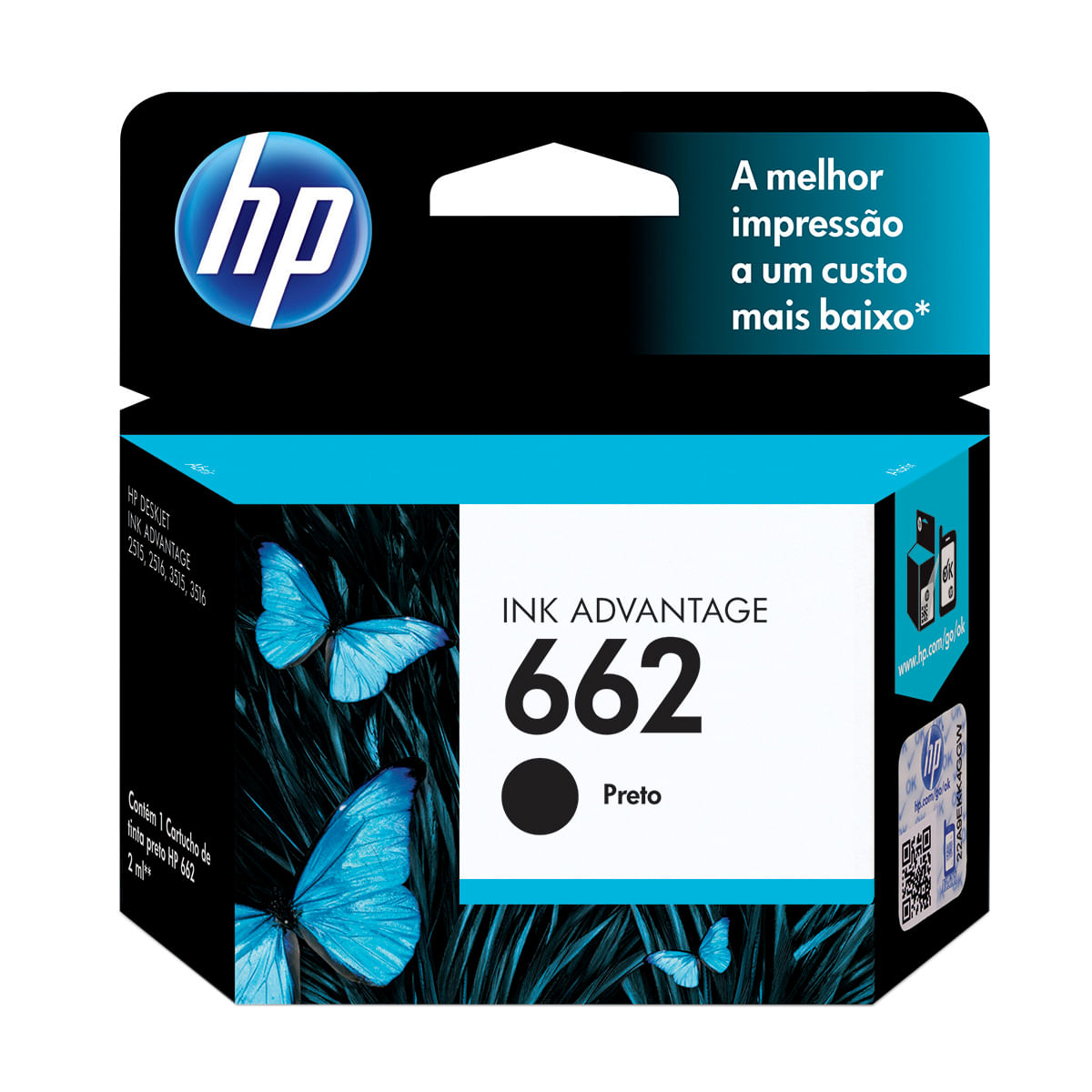 Cartucho HP 662 Preto Original (CZ103AB)