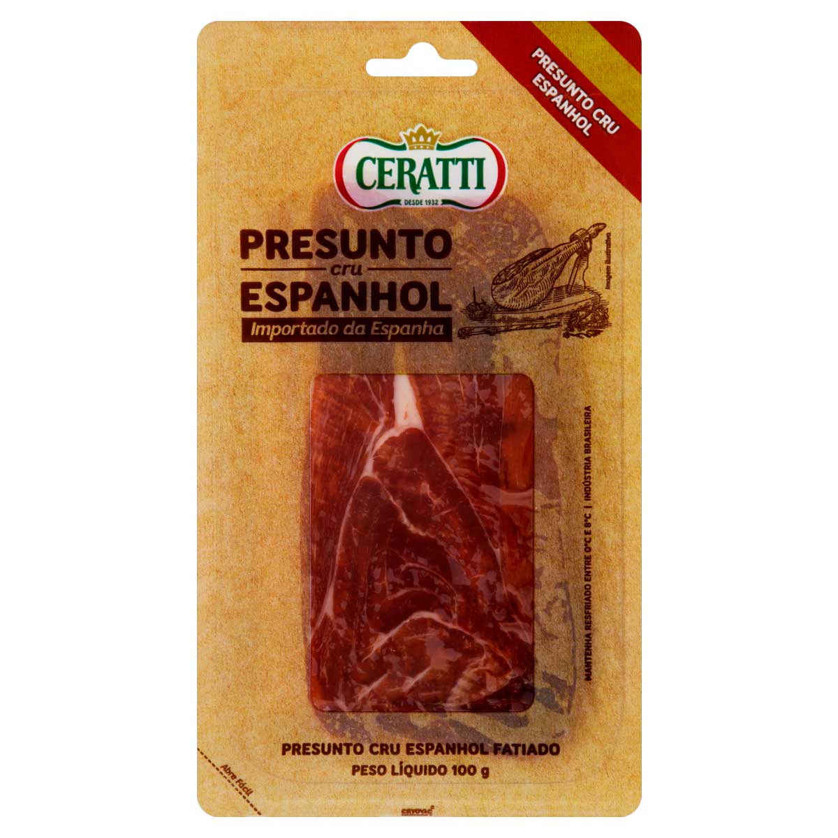 Presunto Cru Espanhol Fatiado Ceratti 100 g