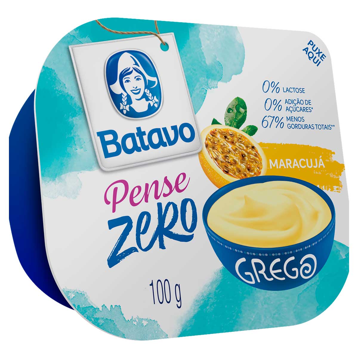 Iogurte Parcialmente Desnatado Grego Maracujá Zero Lactose Batavo Pense Zero 100g