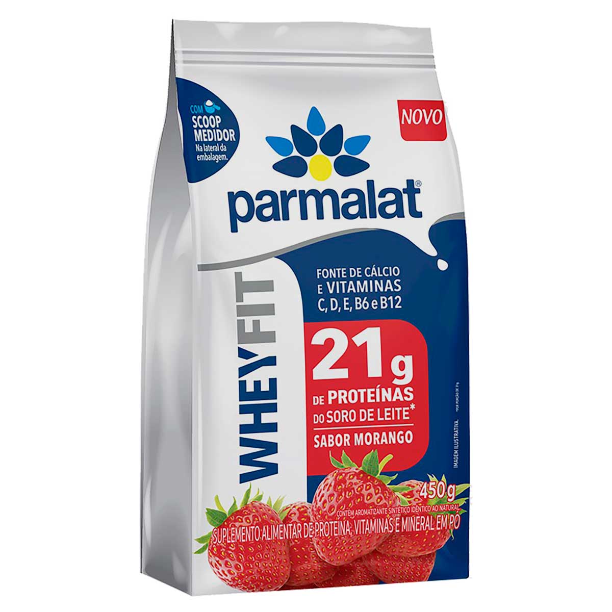 Suplemento Alimentar Morango Parmalat WheyFit Pacote 450 g