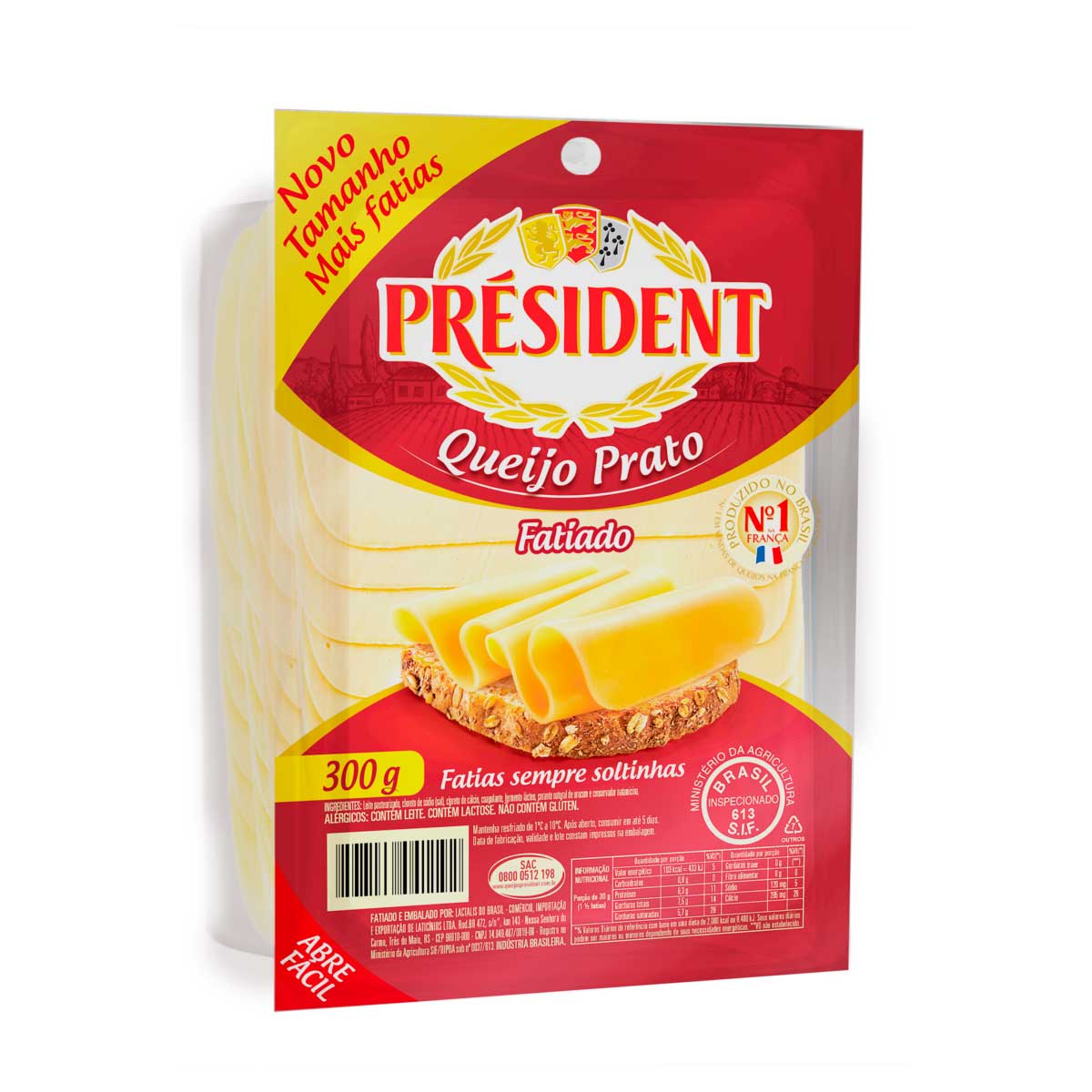 Queijo Prato Fatiado President 300g