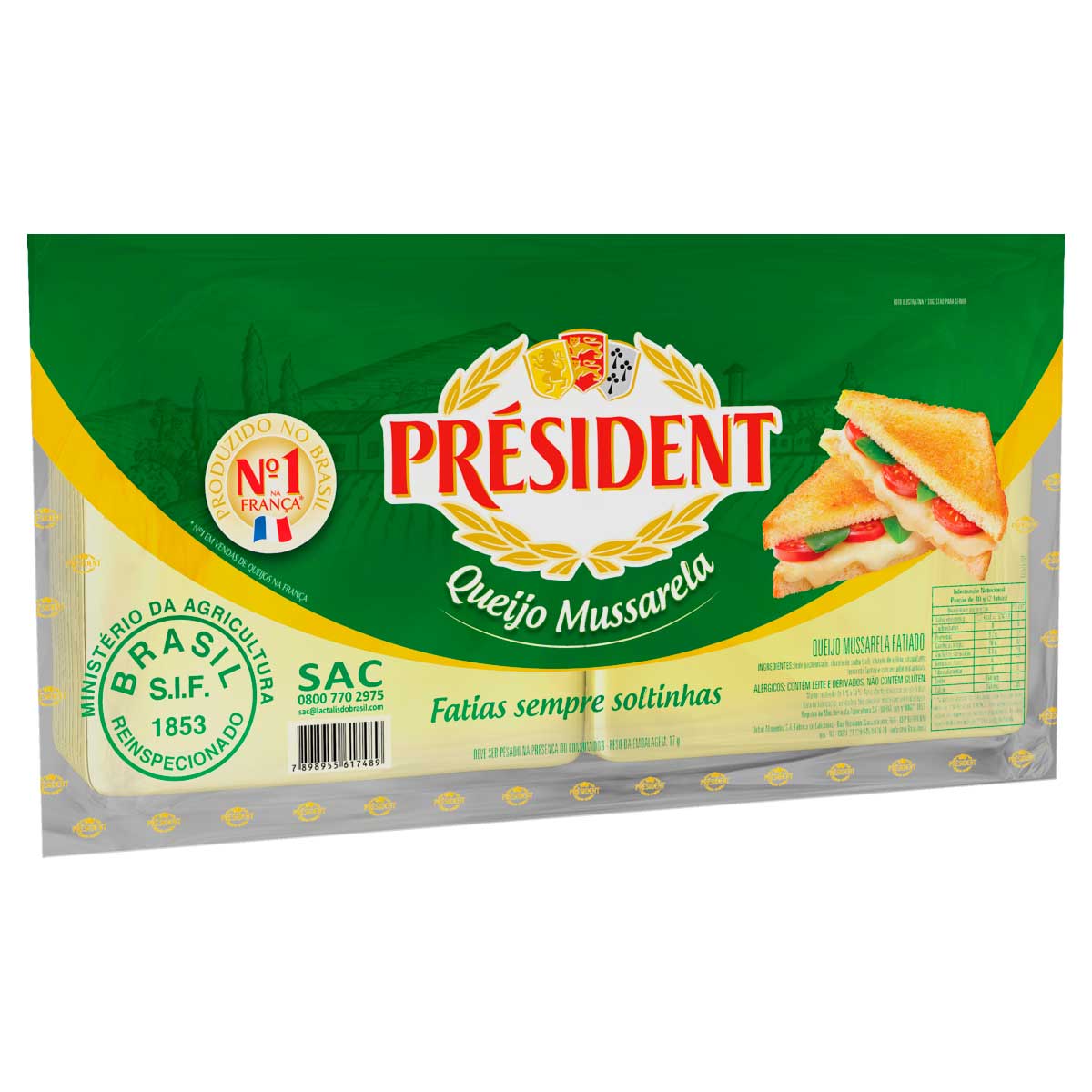 Queijo Mussarela Fatiado President 1kg