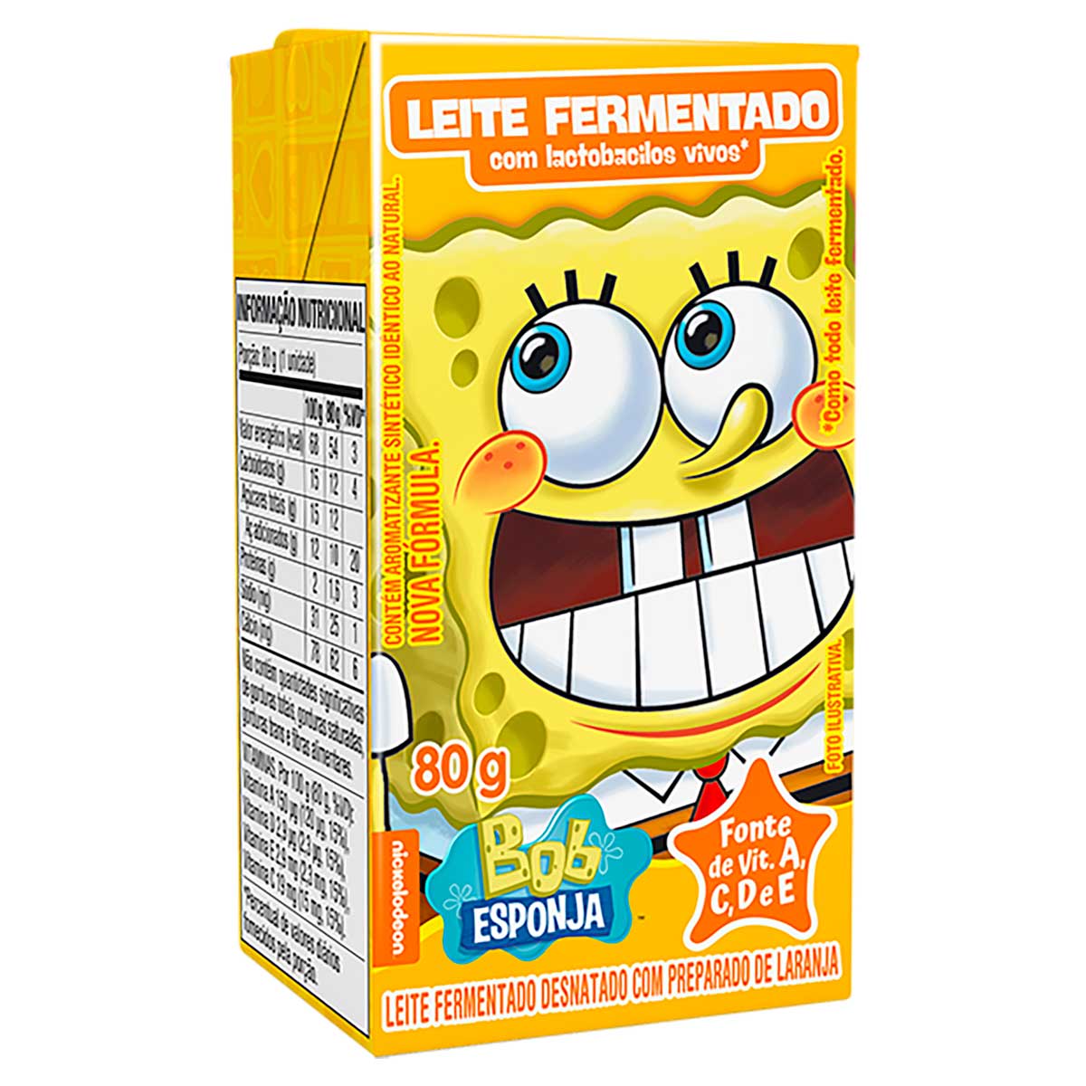 Leite Fermentado Desnatado Elegê Bob Esponja 80g com 6 unidades