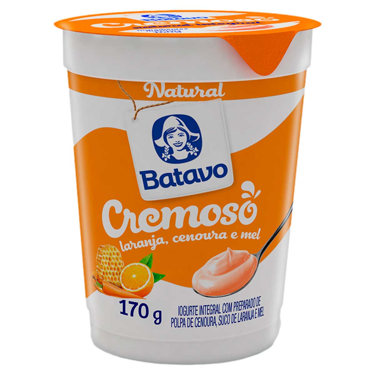 Iogurte Integral Batavo de Laranja, Cenoura e Mel com Polpa 170g