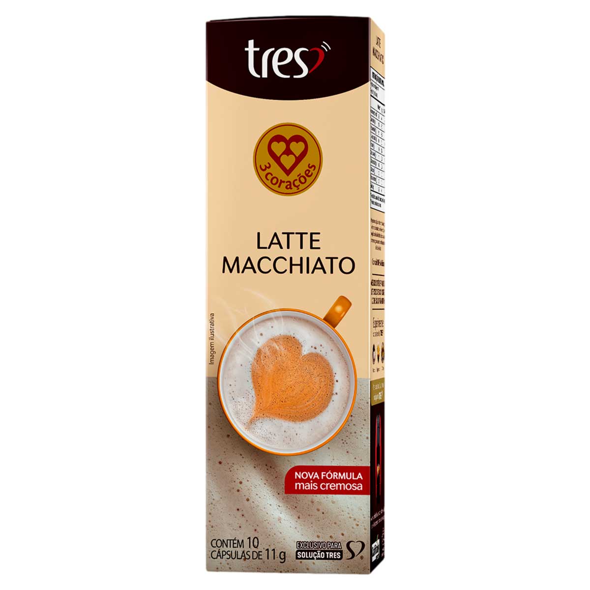 Cápsula de Café com Leite Latte Macchiato 3 Corações 10 Unidades