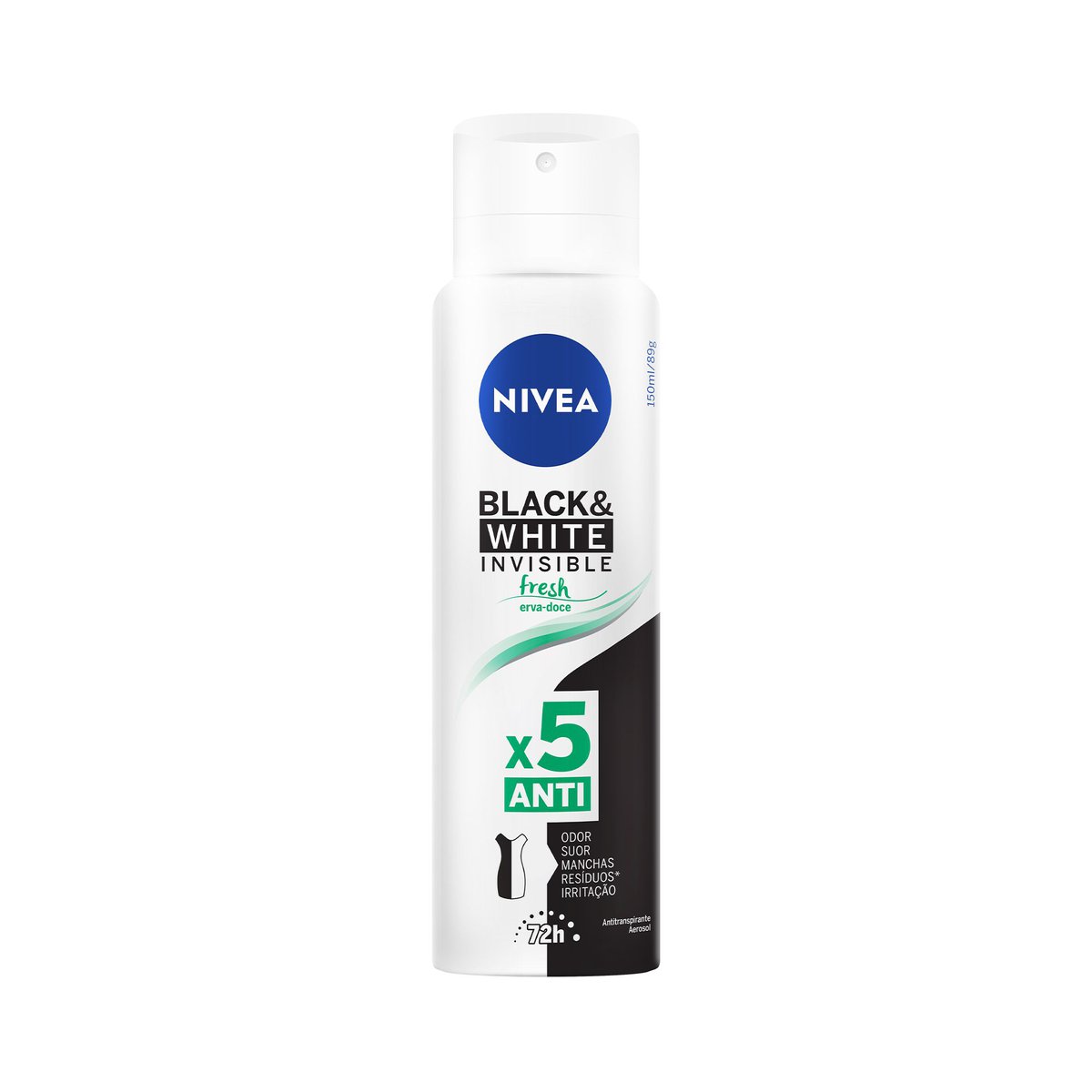 Desodorante Antitranspirante Aerossol NIVEA Invisible Black & White Fresh 150ml