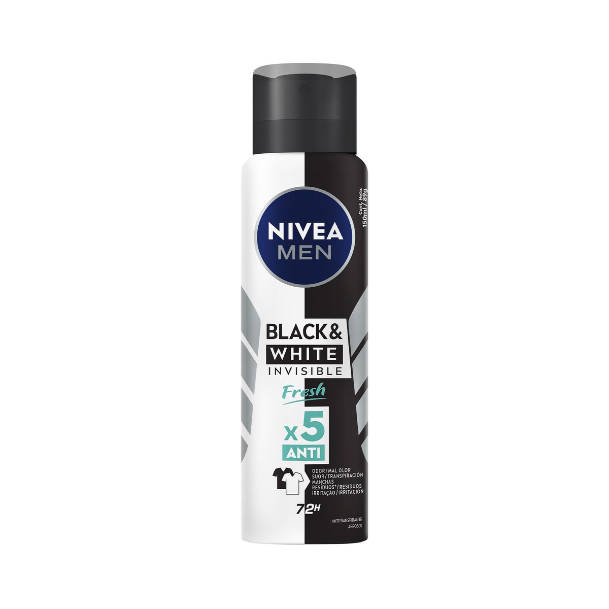 Desodorante Antitranspirante Aerossol NIVEA MEN Invisible Black & White Fresh 150ml