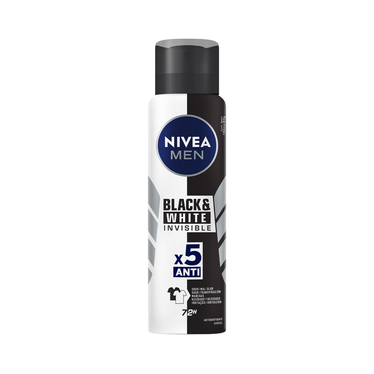 Desodorante Antitranspirante Aerossol NIVEA MEN Invisible Black & White 150ml