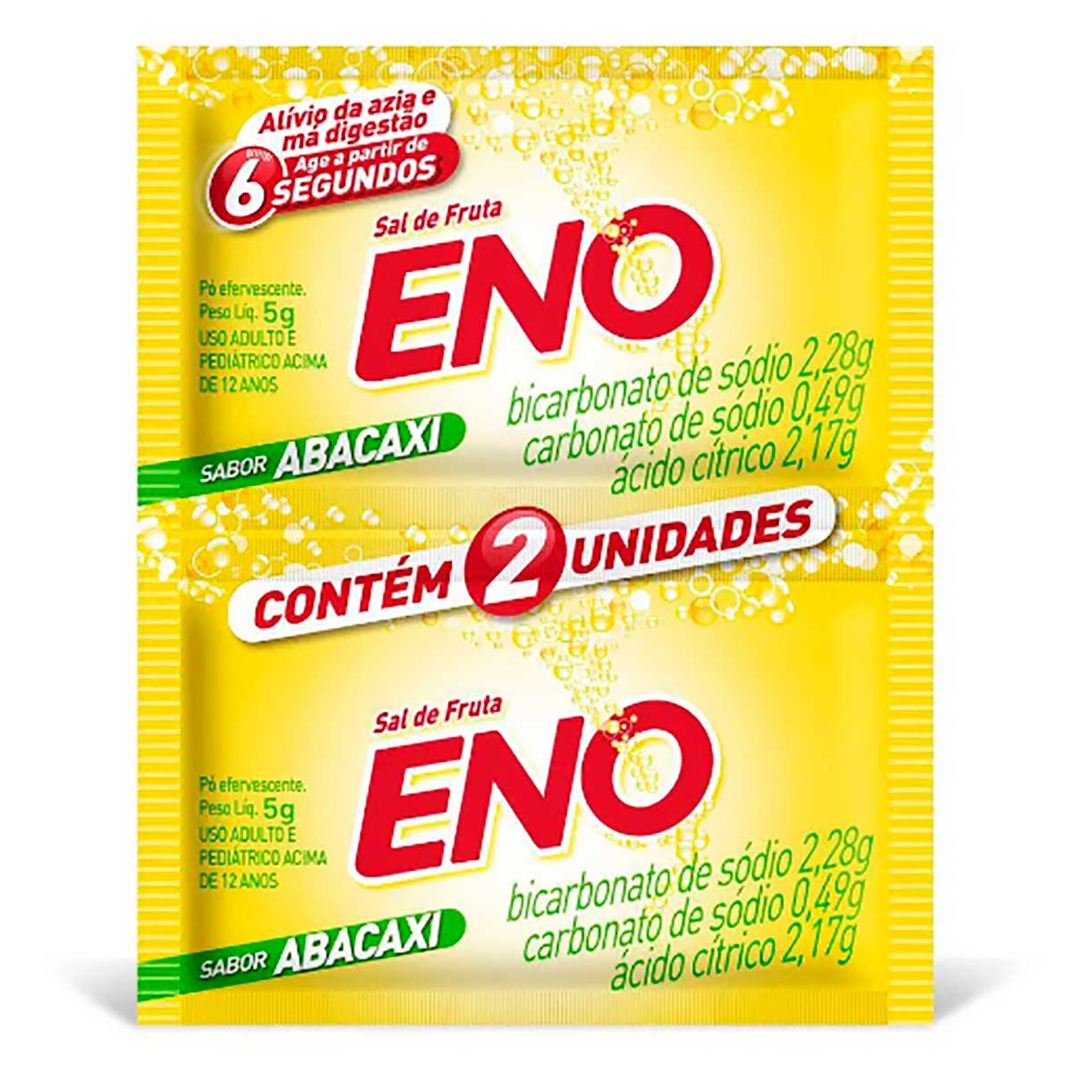 Sal de Frutas Eno 2 Envelopes com 5g Abacaxi