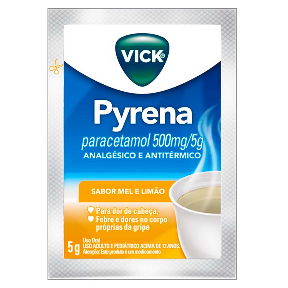 Vick Pyrena 500mg/5g, envelope com 5g Mel e Limão