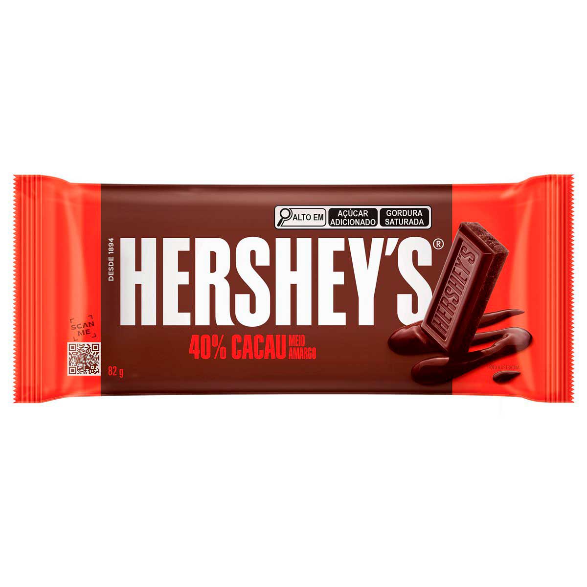 Barra de Chocolate Hershey's Meio Amargo 82g