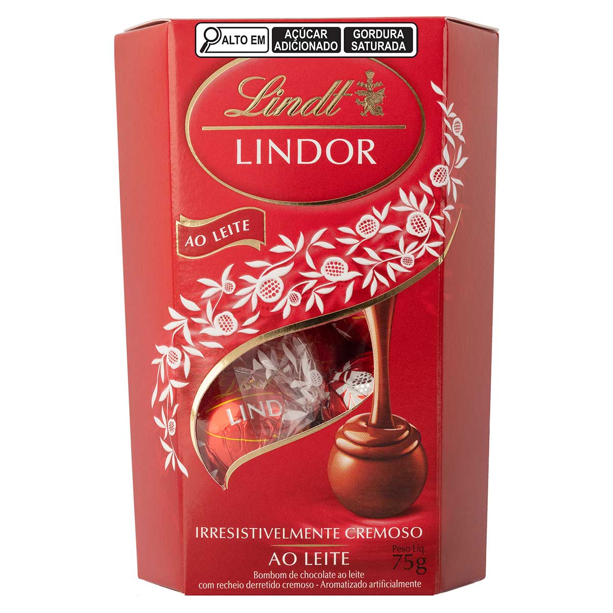 Caixa de Bombons Chocolate Lindt Lindor Ao Leite 75g Com 6 unidades