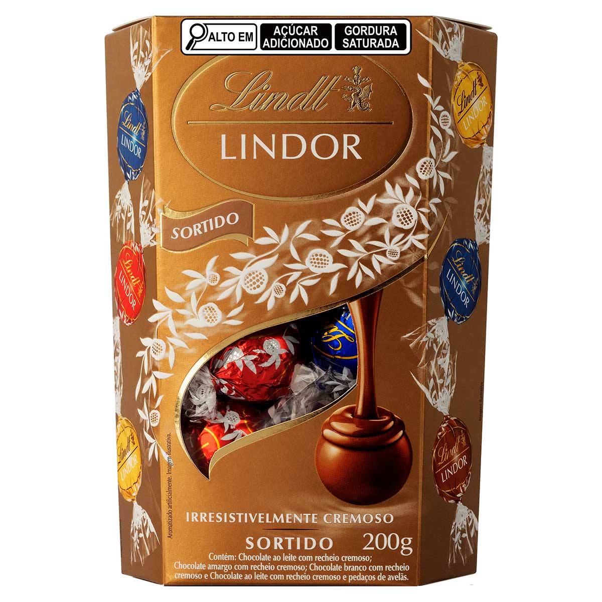 Caixa de Bombons Chocolate Lindt Lindor Sortidos 200g Com 16 unidades