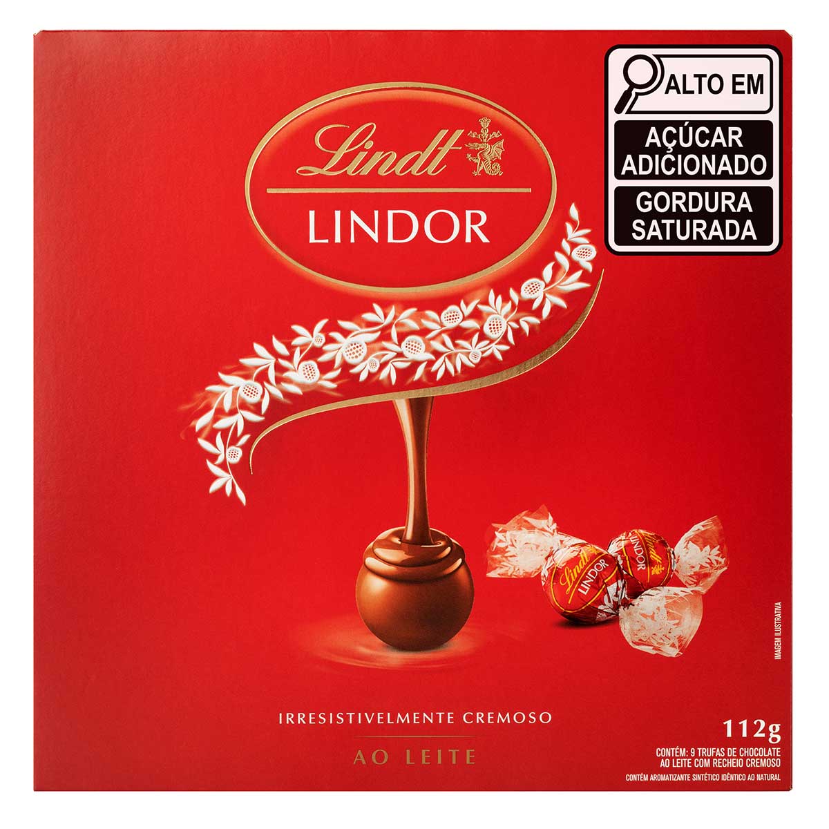 Caixa de Presente Lindt Lindor Chocolate Ao Leite 112g Com 9 unidades