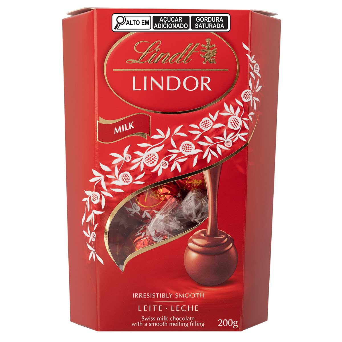 Caixa de Bombons Chocolate Lindt Lindor Ao Leite 200g Com 16 unidades