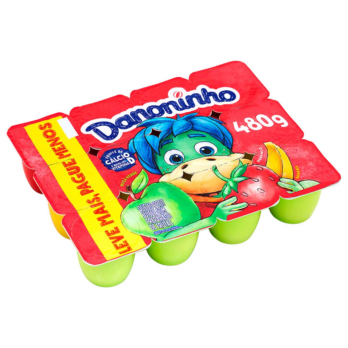 Danoninho Petit Suisse Morango Banana e Maçã Verde 480g 12 unidades