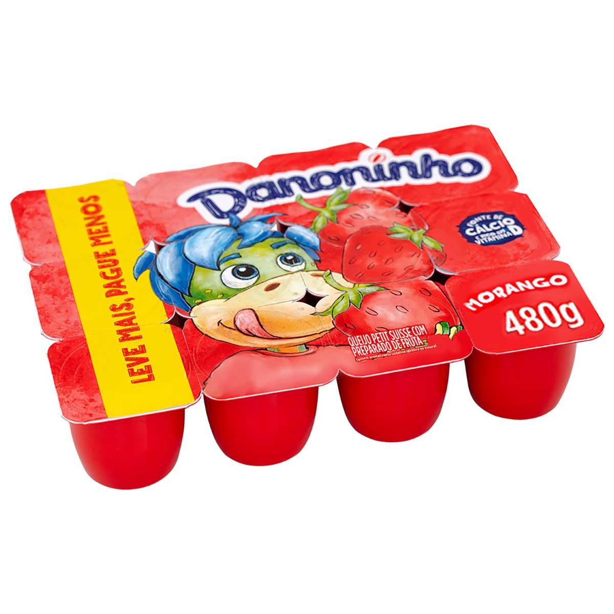 Danoninho Petit Suisse Morango 480g 12 unidades