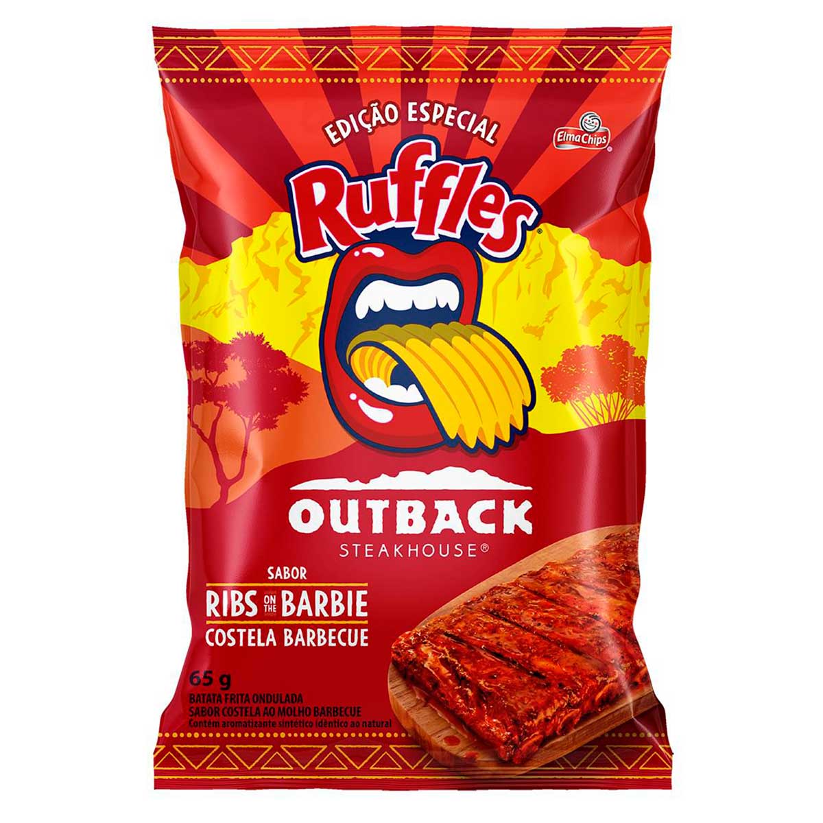 Batata Frita Ondulada Outback Costela Barbecue Ruffles 65g