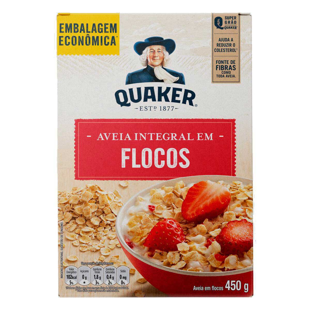 Aveia Em Flocos Quaker Caixa 450g Embalagem Econômica