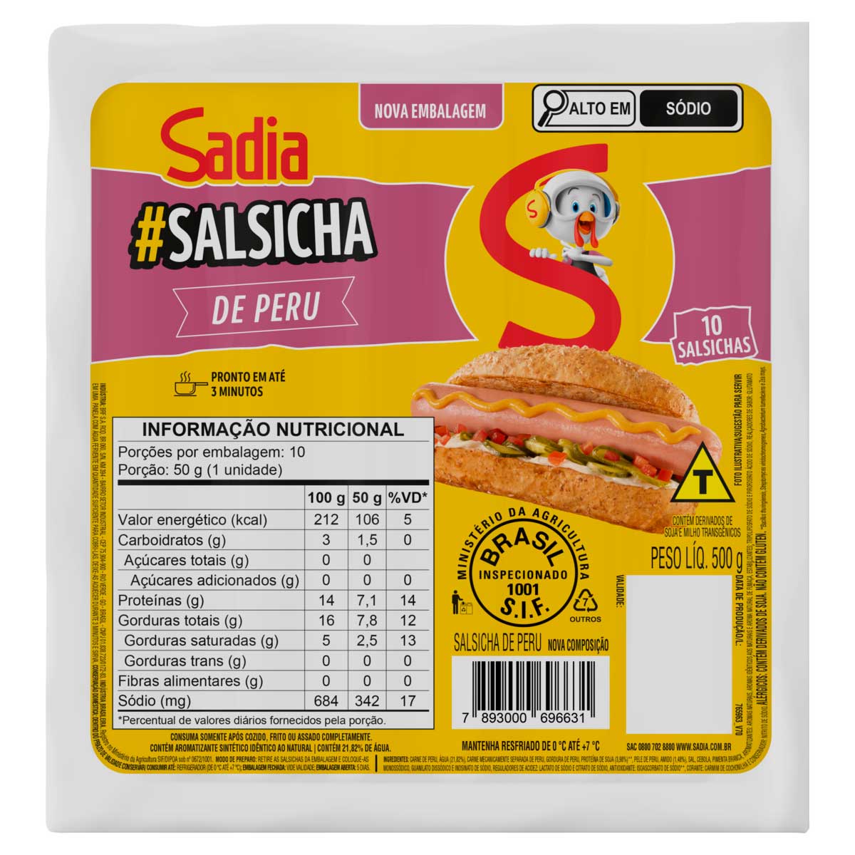 Salsicha de Peru Sadia 500 g