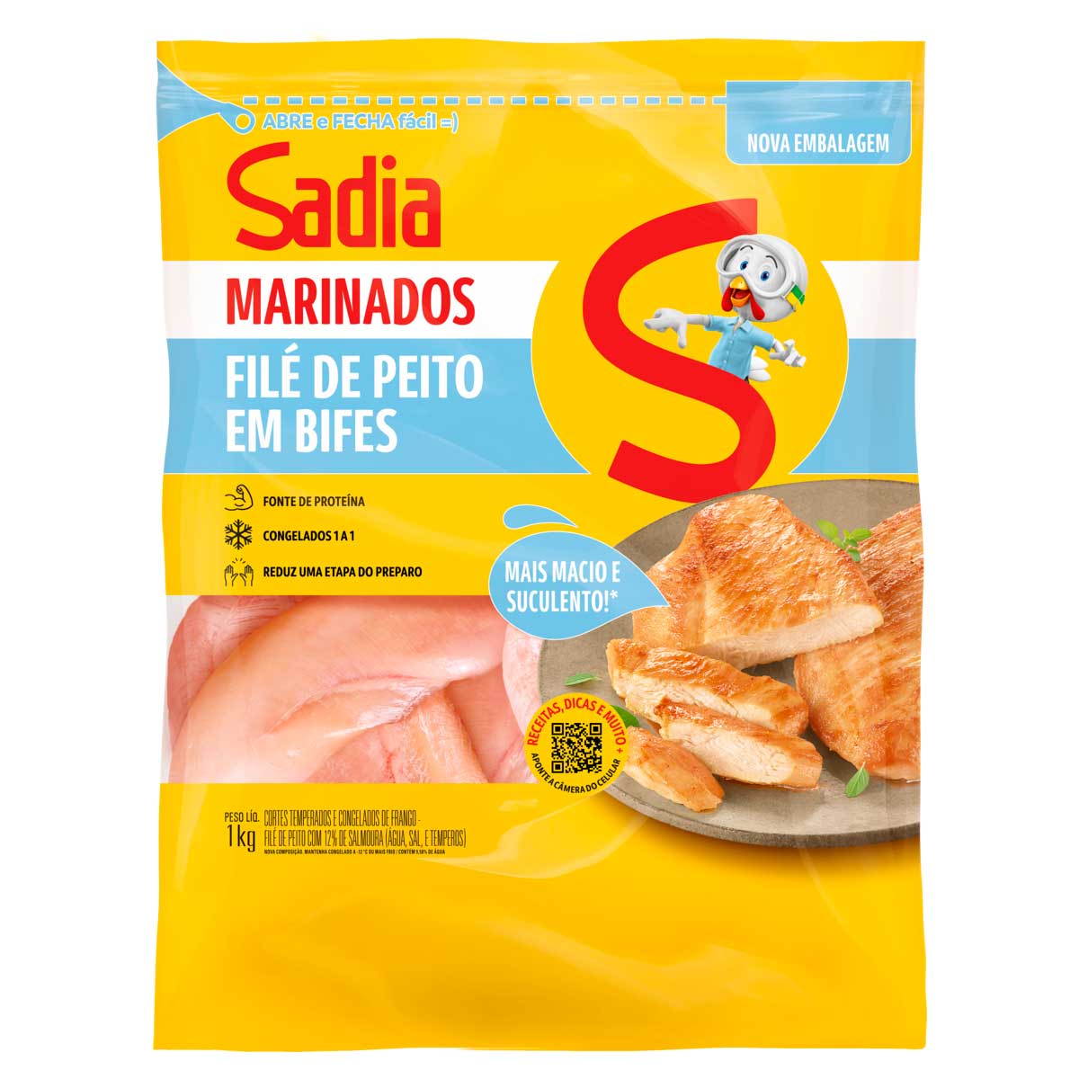 Filé de Peito de Frango em Bifes Levemente Temperado Sadia Pcte 1kg