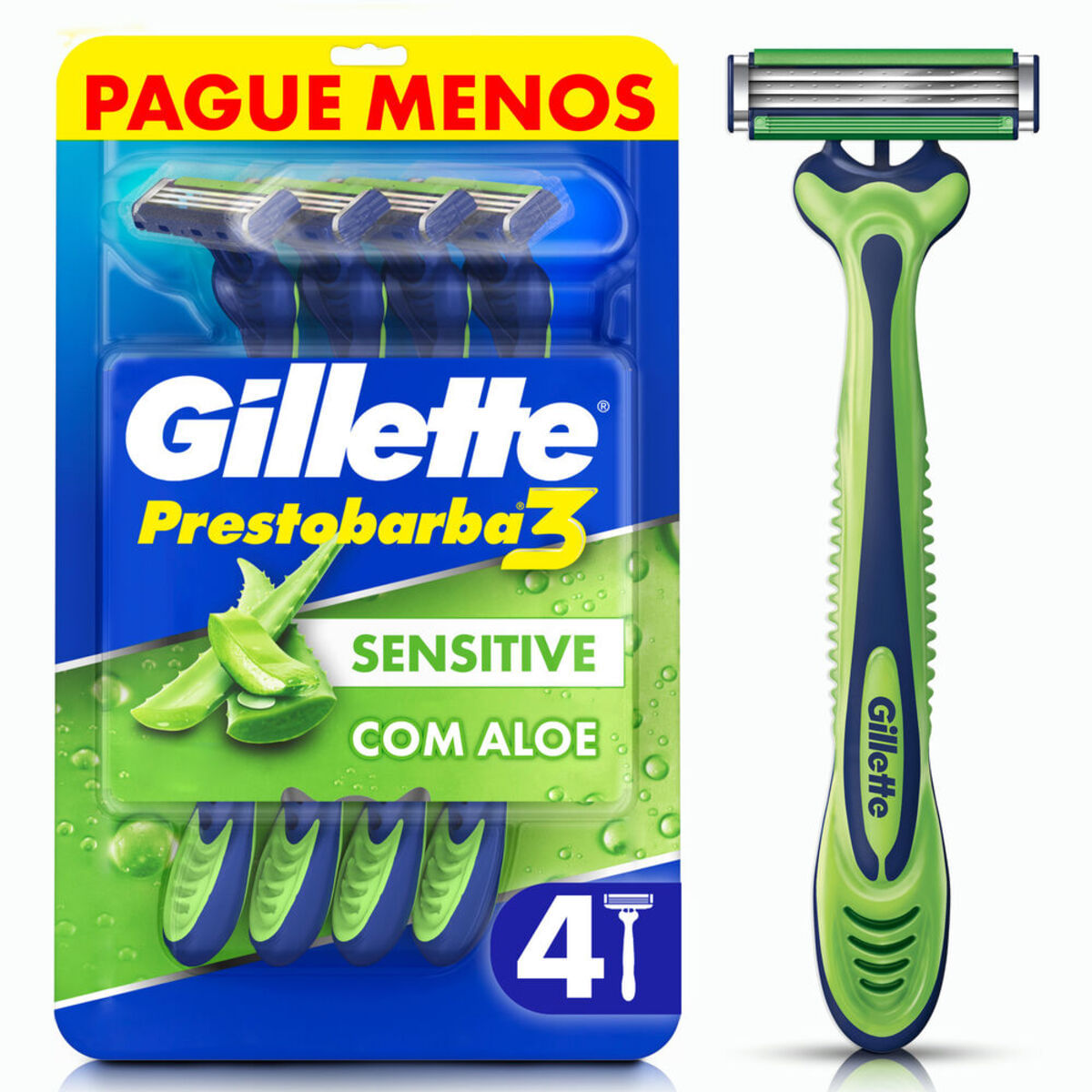 Aparelho de Barbear Gillette Prestobarba3 Sensitive 4 Unidades