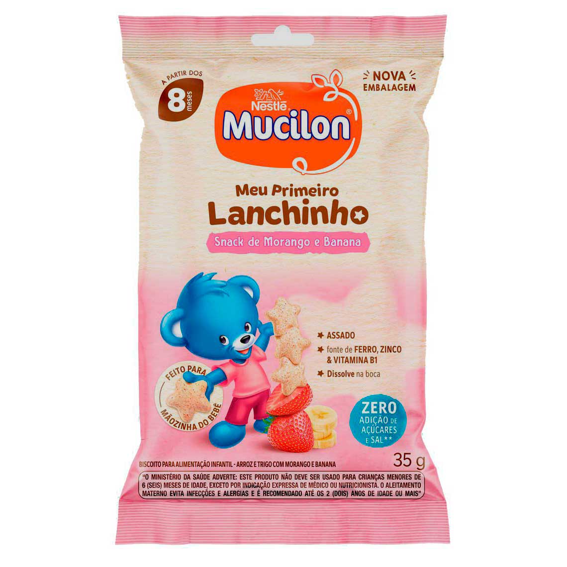 Snack Mucilon Morango e Banana 35g