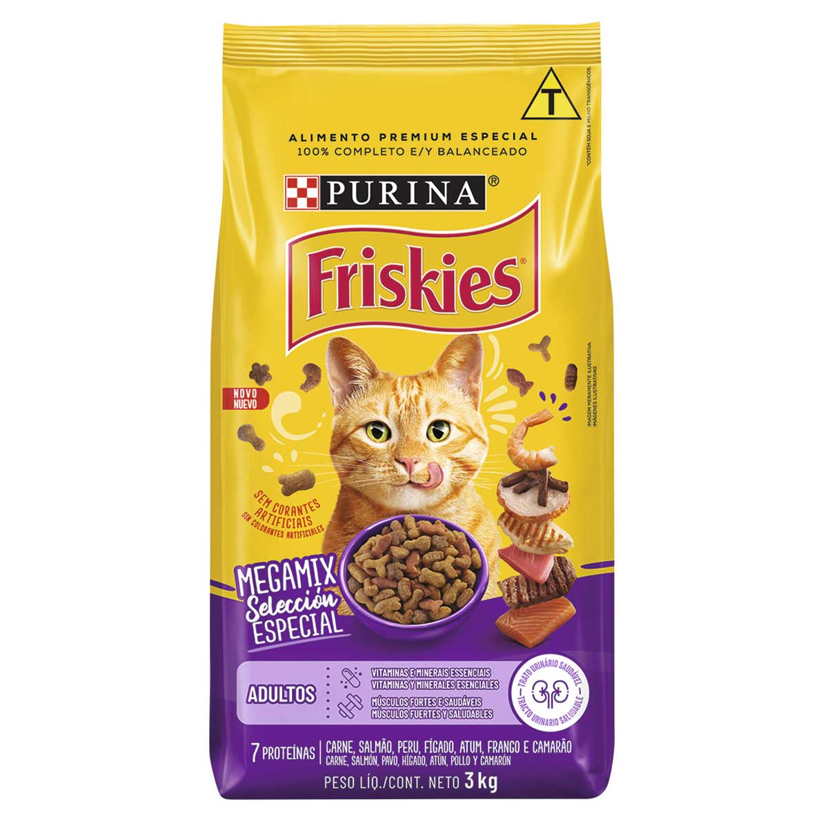 Ração para Gato Adulto Purina Friskies Megamix 7 Proteínas Pacote 3Kg