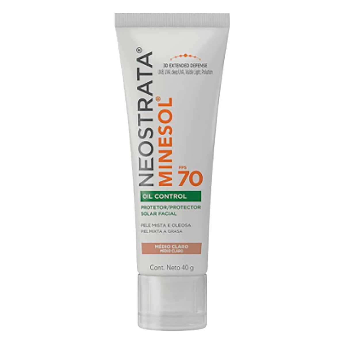 Protetor Solar Neostrata Minesol FPS 70 Oil Control Facial com Cor Pele Morena com 40 g