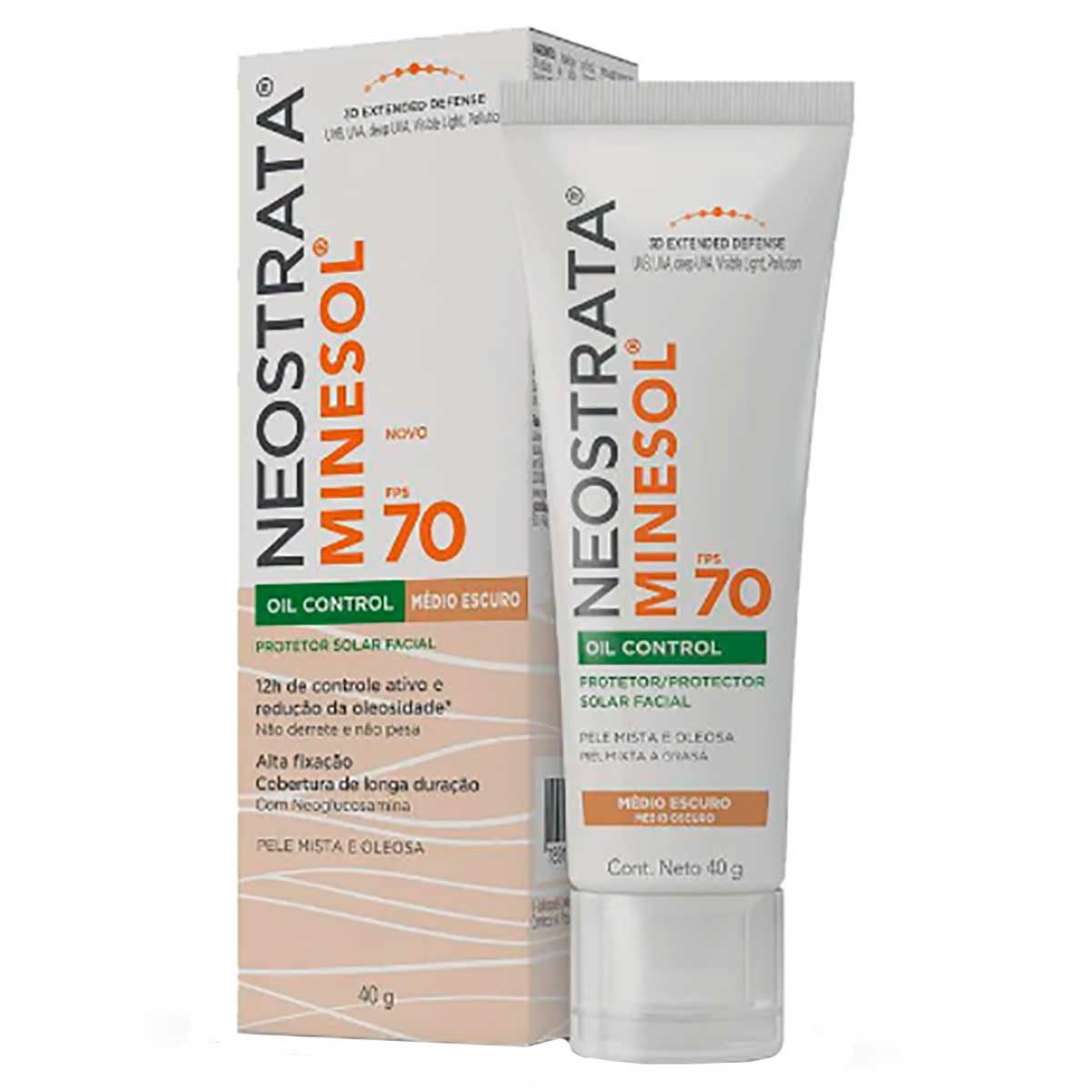 Protetor Solar Neostrata Minesol FPS 70 Oil Control Facial com Cor Pele Morena Mais com 40 g